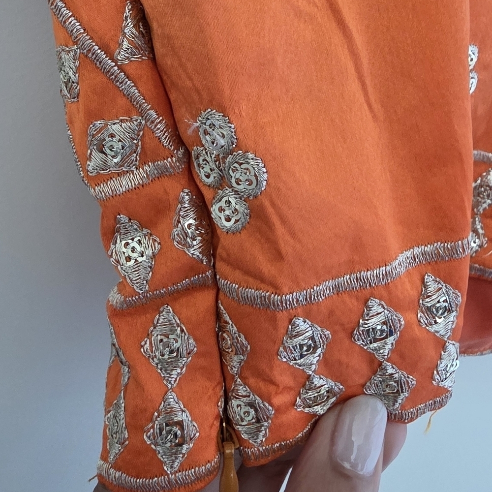 Delightful Orange Sequins, Zari With Embroidered Devsena Silk Lehenga Choli - Picture 12 of 13